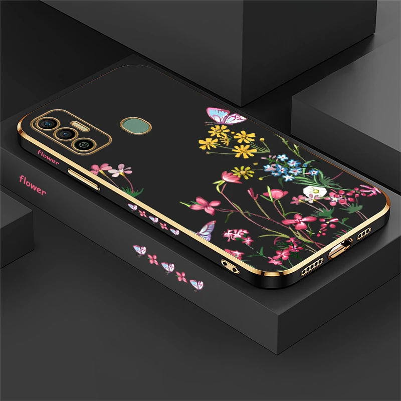 For infinix Smart 5 Pro 8 7 6 HD Case Fashion Flower Butterfly Cover For infinix Smart 4 5 2021 Plating Silicone Covers