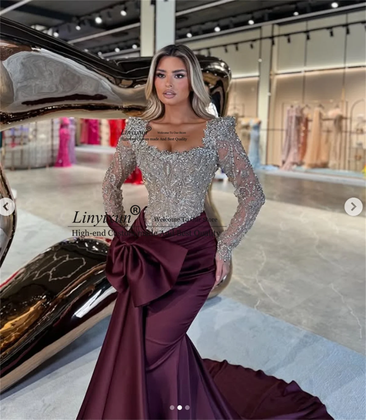 

Вечернее платье Африканской Аравии по индивидуальному заказу, кружевное платье для выпускного вечера с бисером فساتين سهرة со шлейфом, женские длинные платья для свадебной вечеринки в Дубае