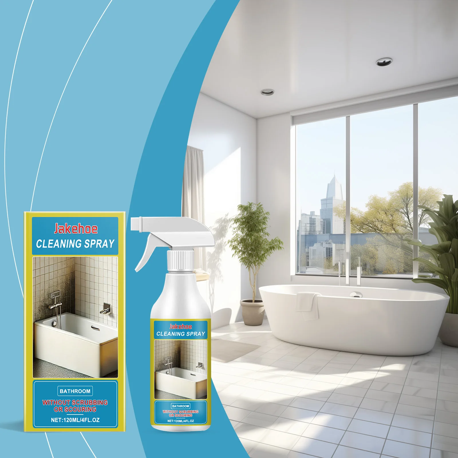 

120ml Bathroom Stain Remover Spray - Helps Remove Hard Water Stains & Soap Scum - Gentle on Tiles & Walls