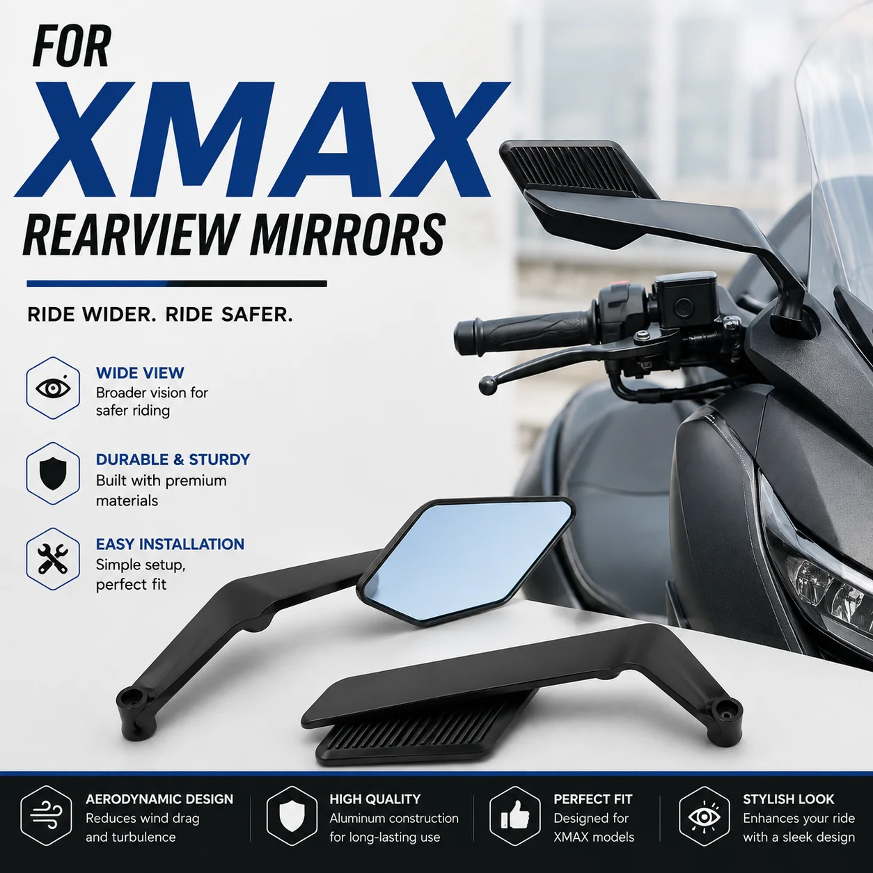Motorcycle Wind Wing Rearview Mirror Adjustable Side Mirror Modification Accessories For Yamaha XMAX 125 250 300 400 Scooter