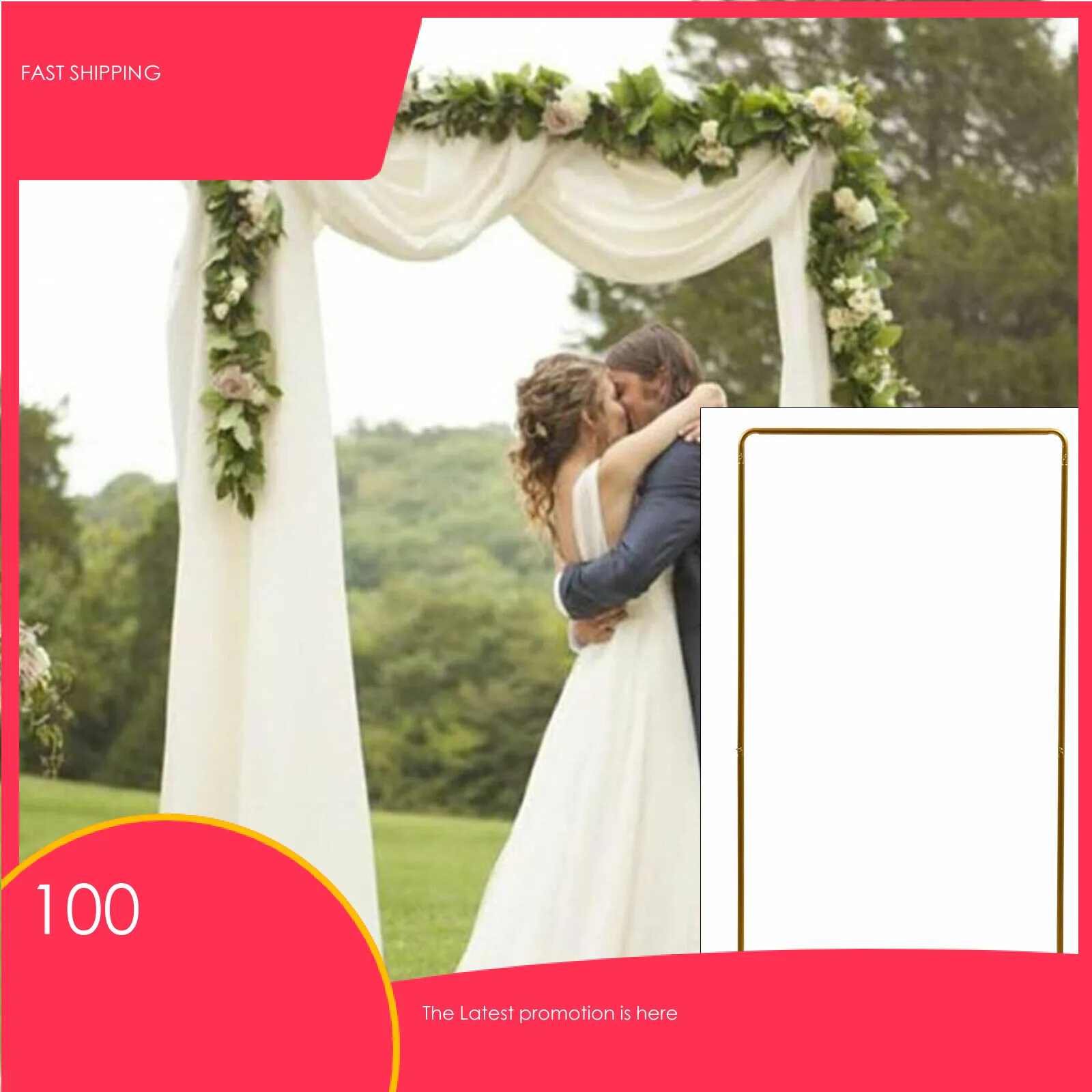 Gold Square Arch Frame Backdrop Stand Square Metal Arch Balloon For Wedding Ceremony Party Decor Moongate Flower Frame