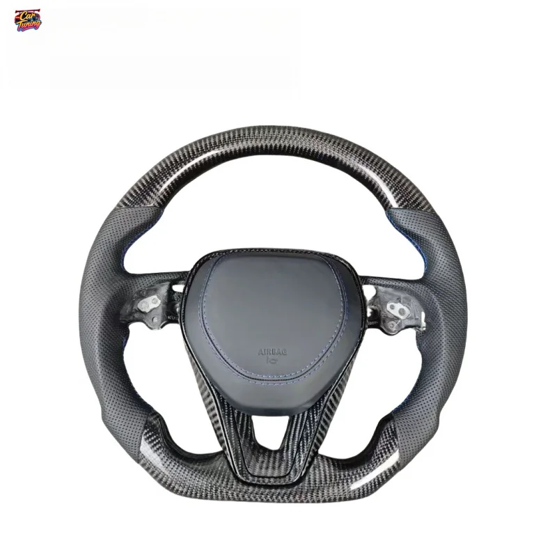 for Camry Corolla RAV4 Highlander Avalon Racing Leather Carbon Fiber F1 Shape Steering Wheel Customization
