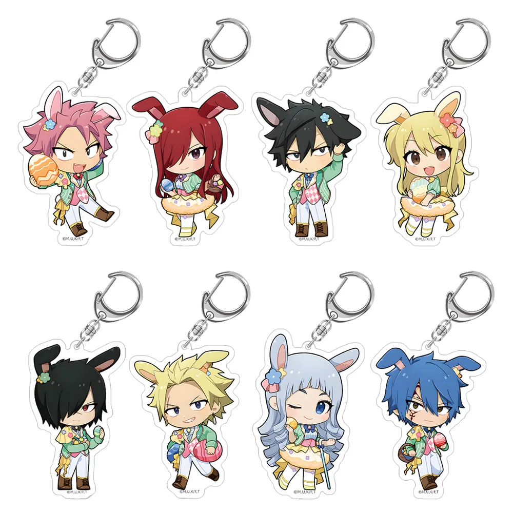 FAIRY TAIL 100 años Quest Pascua Natsu Happy Lucy Grey Wendy Carla Juvia Touka Sting Rogue Chibi Anime llavero acrílico