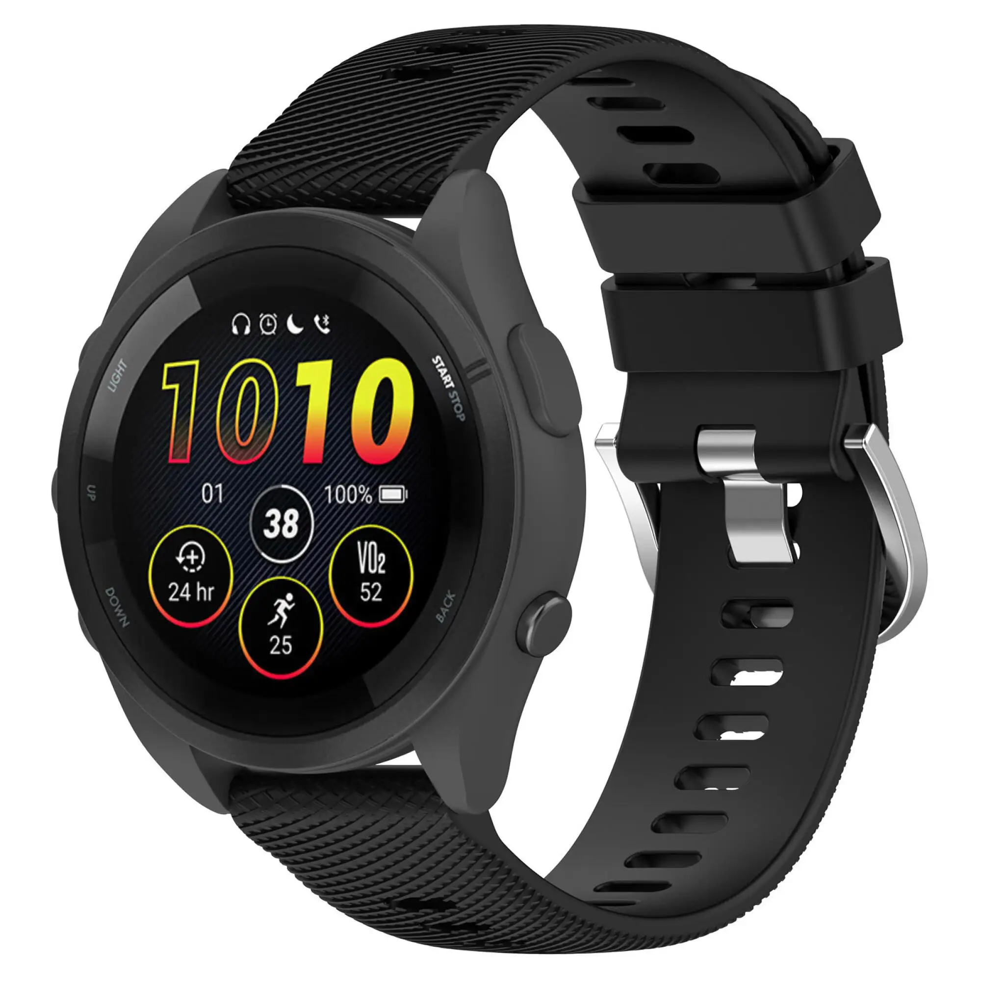 Suitable for Garmin watch waterproof strap accessories with 18 20 22mm diagonal pattern silicone monochrome strap