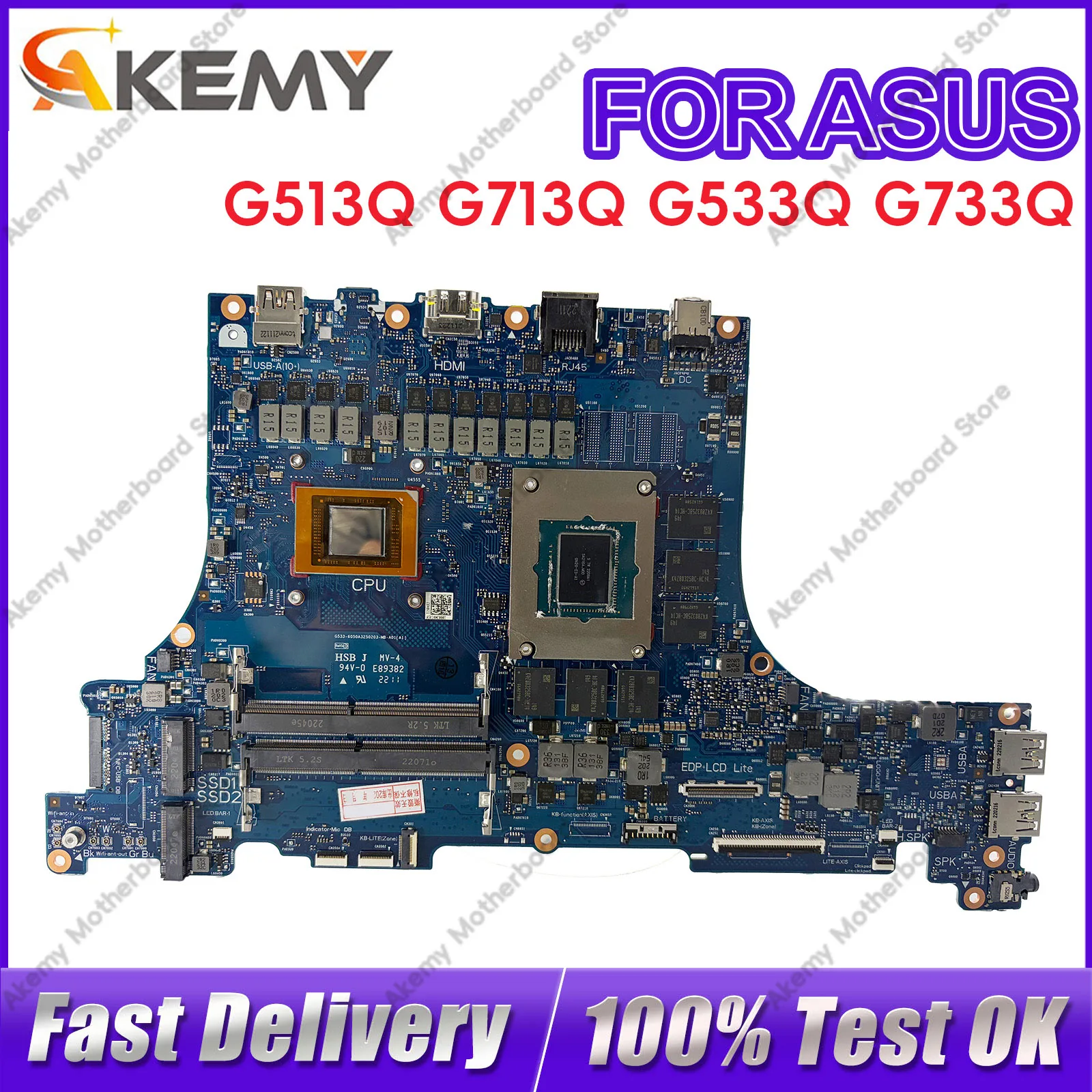 6050A3250203 Laptop Motherboard For ASUS ROG Strix G15 G513QS G513QR G513Q G513QM Mainboard With R5 R7 R9 CPU tests OK fast ship