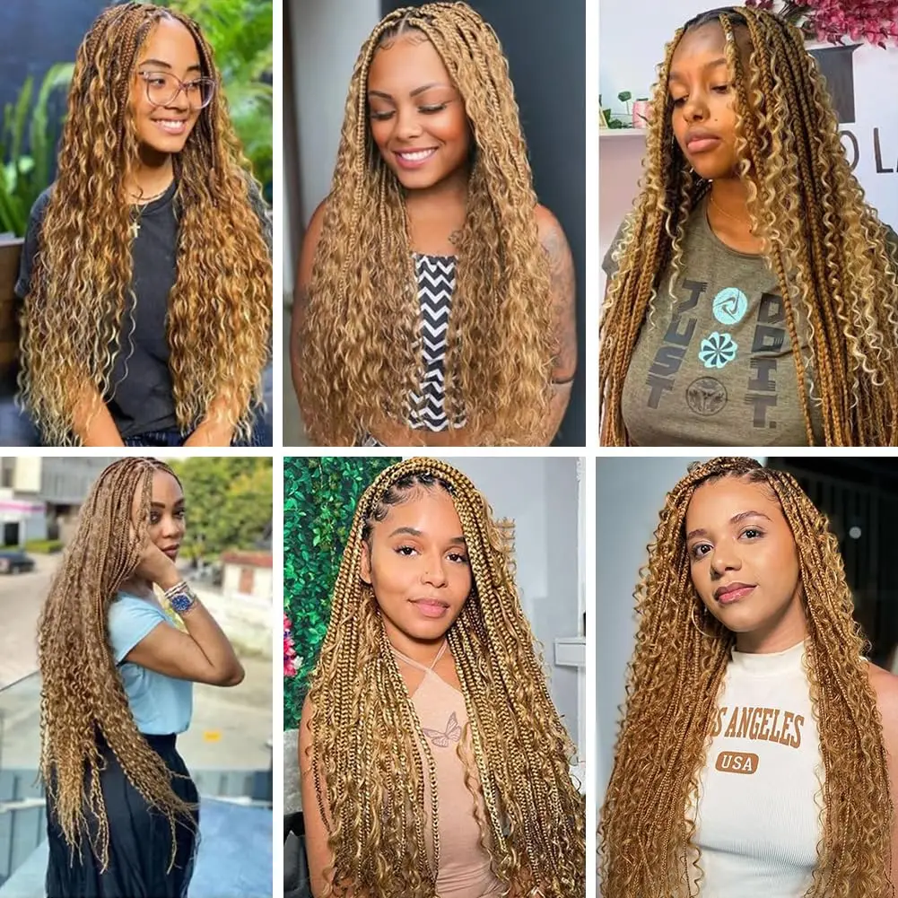 Braiding Hair Bulk for Boho Knotless Braids Bulk Deep Wave Micro Braiding Human Hair 27# Honey Blonde Deep Wave Human Hair Bulk