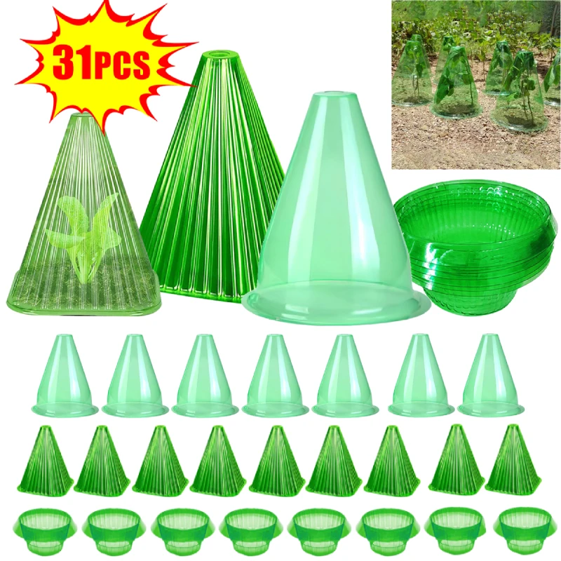 Animal Proof Plant Bell Cover Transparent Reusable Greenhouse Plant Protector Large Plastic Freeze-Proofing Protect Plant Covers