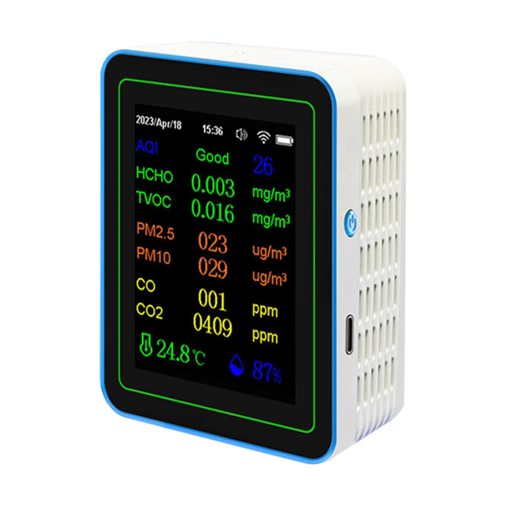 WIFI Air Quality Meter 12 In 1 Tester Indoor Outdoor Air Pollution Detector Carbon Dioxide CO TVOC PM5 PM10 HCHO AQI Detector