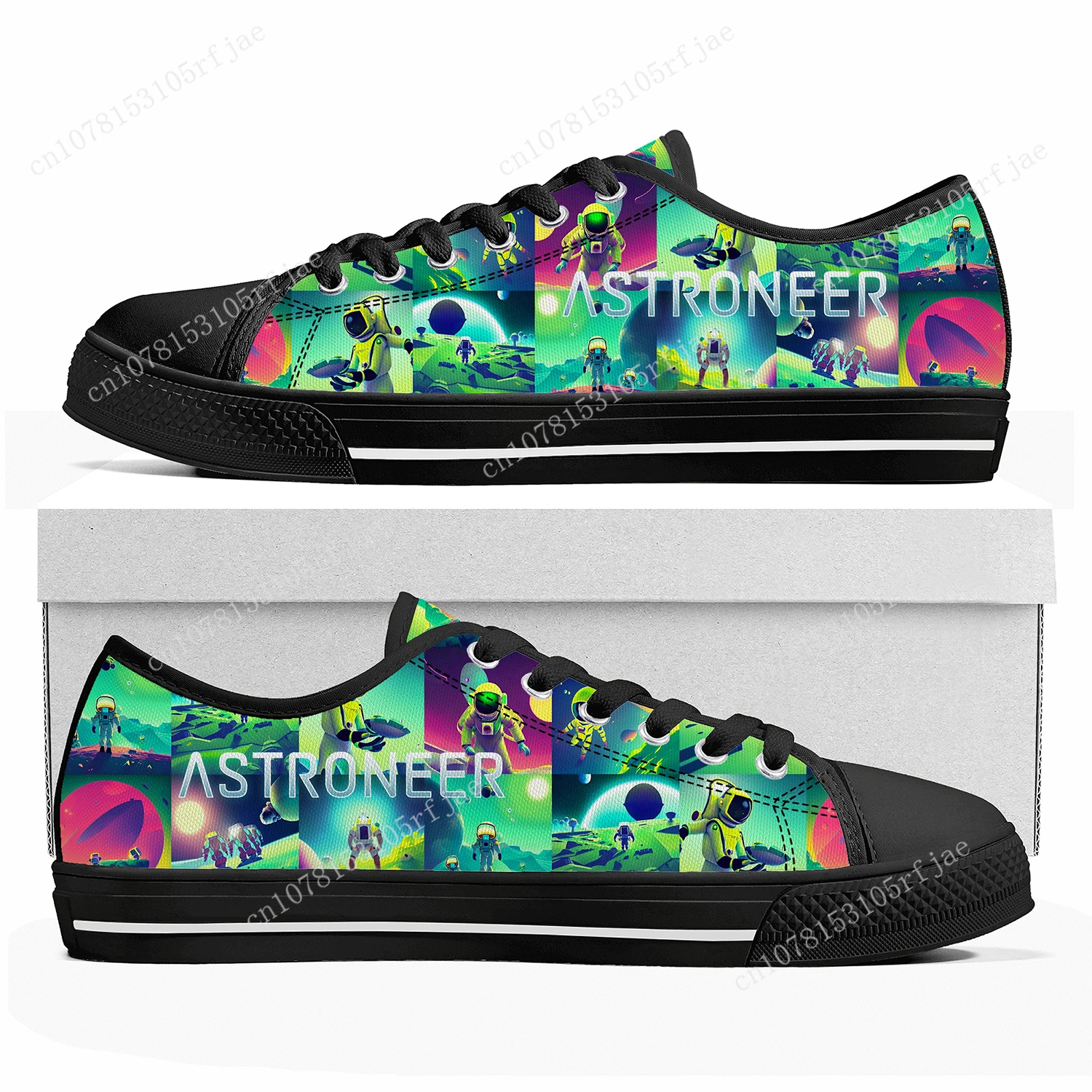 Astroneer Custom Lage Top Sneakers Cartoon Spel Vrouwen Mannen Tiener Mode Hoge Kwaliteit Schoenen Casual Op Maat Gemaakt Canvas Sneaker