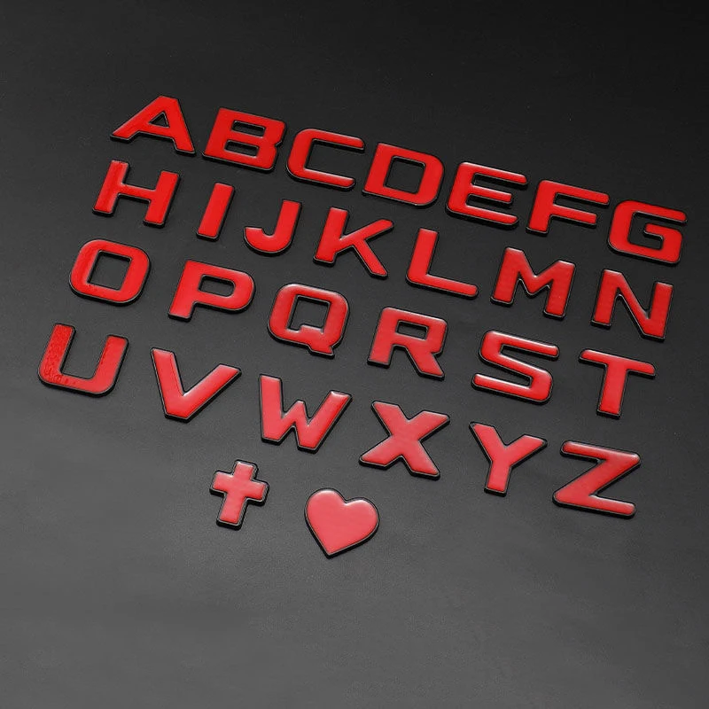 Metal 3D DIY Car Adhesive Letters Word Alphabet Emblem Decals Numbers Black Red Poster Rear Trunk Logo Badge Sticker Accessories