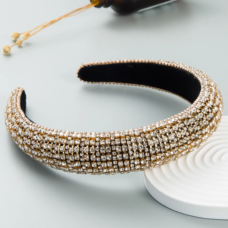 Cross Border Source Color Diamond Sponge Headband Women's Wide Version European And American Baroque Party And Fashion Headband