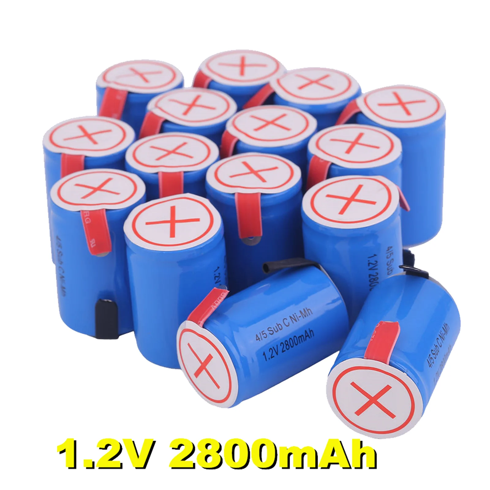 Batterie Rechargeable Ni-Mh, Cellule Bleue avec Onglet, 100% Original, 4/5 SubC Pad C, 1.2V, 2800mAh, 2-40 Pièces, Nouveau