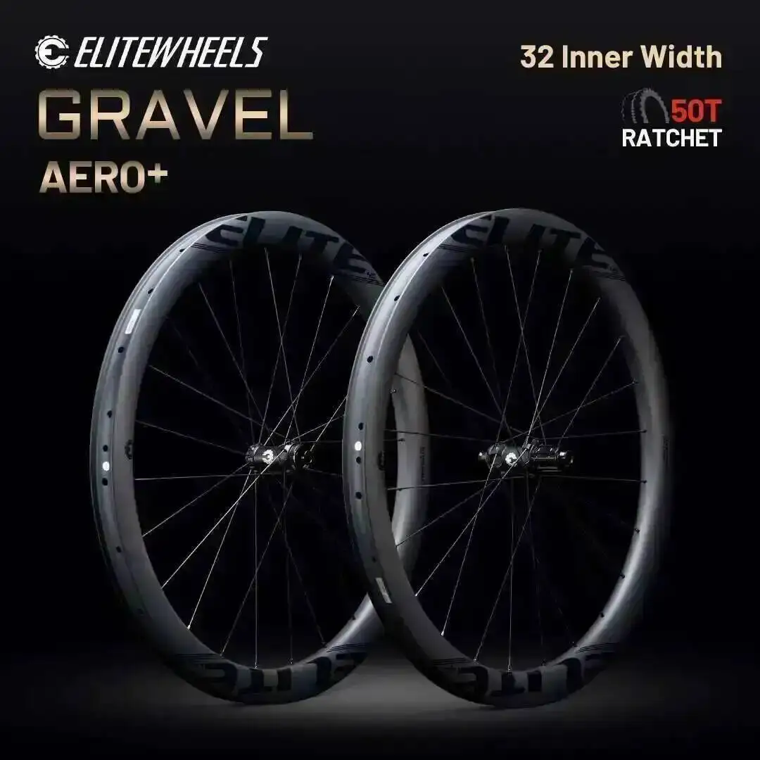 ELITEWHEELS Newest Aero+ Gravel Wheels With Wing 20 Spokes Ratchet System 50T TPI bearing Hub 32mm inner Width Carbon Wheelset