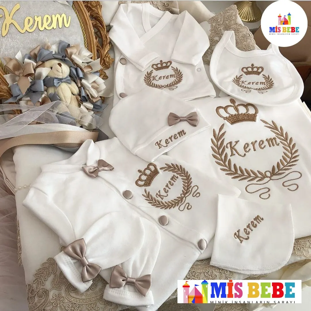 Baby Girl Boy King Queen Newborn Personalized Outfit Clothing 10-pcs Hospital Custom Fabric Antibacterial Babies Healthy Safe