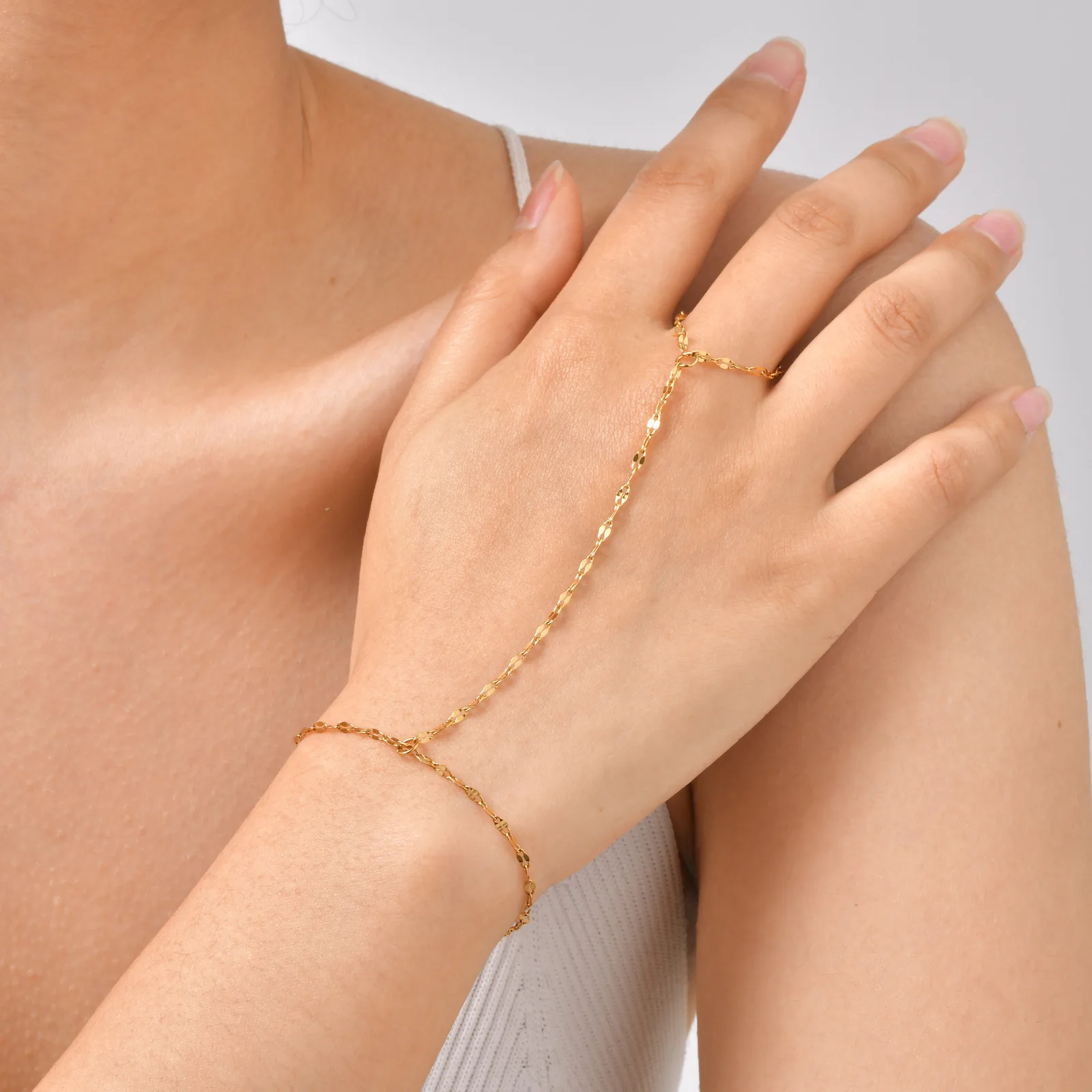Ring Bracelet for Women Hand Chain Slave Bracelet Slider Bead Jewelry Summer Beach Gift