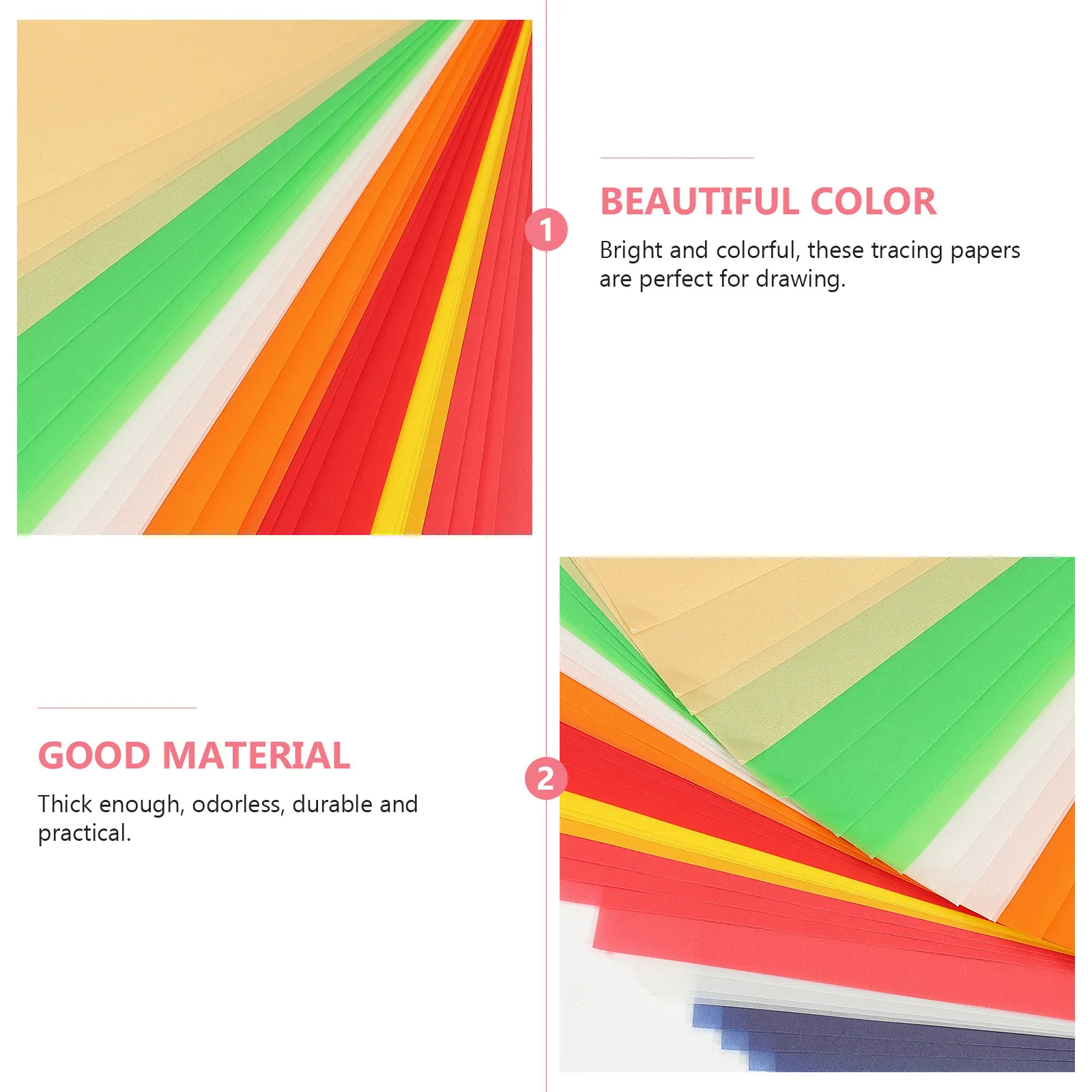 40Pcs Tracing Paper Set Sulfate Paper Assorted Colors for Engineering Drawing Calligraphy Copy Colorful Drawing Design