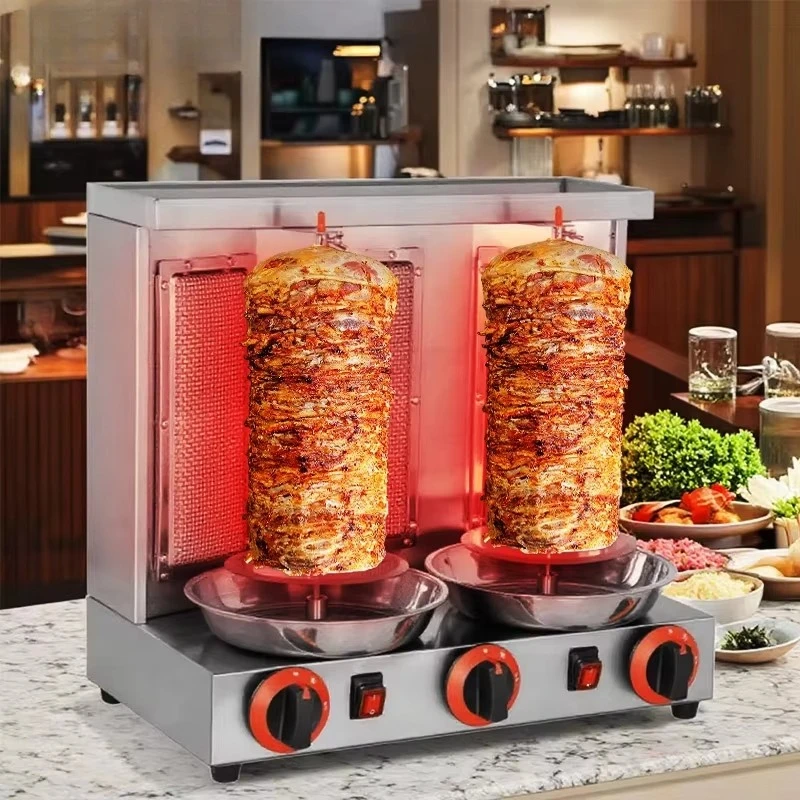 

Stainless steel kebabs grilled gyro meat grill electric shawarma family restaurant hotel food shop chicken shawarma