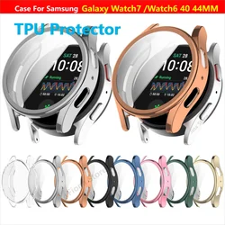 Capa revestida para samsung galaxy watch 7 6 40mm 44mm samrt cinta pára-choques tpu capa protetora watch7 watch6 protetor de tela escudo