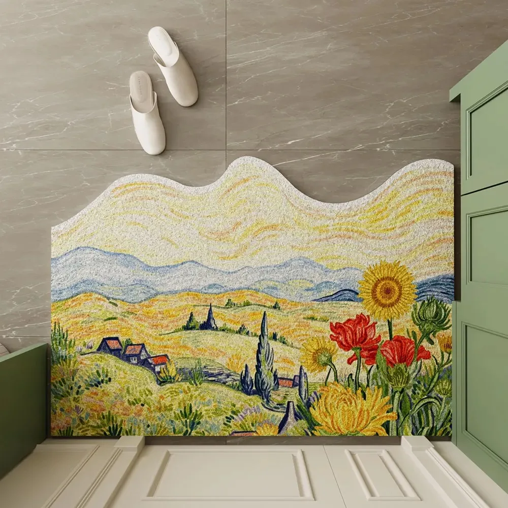 Irregular Wavy Shape PVC Coil Doormat Cuttable Anti Slip Entrance Door Mat Dirt Sand Trapping Shoe Scraper Floor Rug
