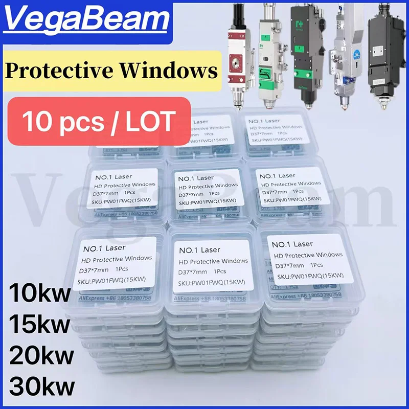 10pcs Laser Protective Windows Lens 27.9x4.1 37x5 37x7 34x5 25.4x4 21.5x2 1064nm For Raytools BOCI WSX HAN'S Laser Cutting Head