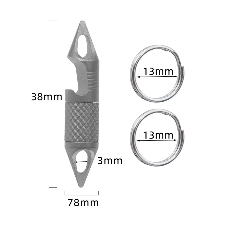 360 ° Rotation EDC Keychain Bottle Opener Multi-Function Tool Portable Titanium Alloy