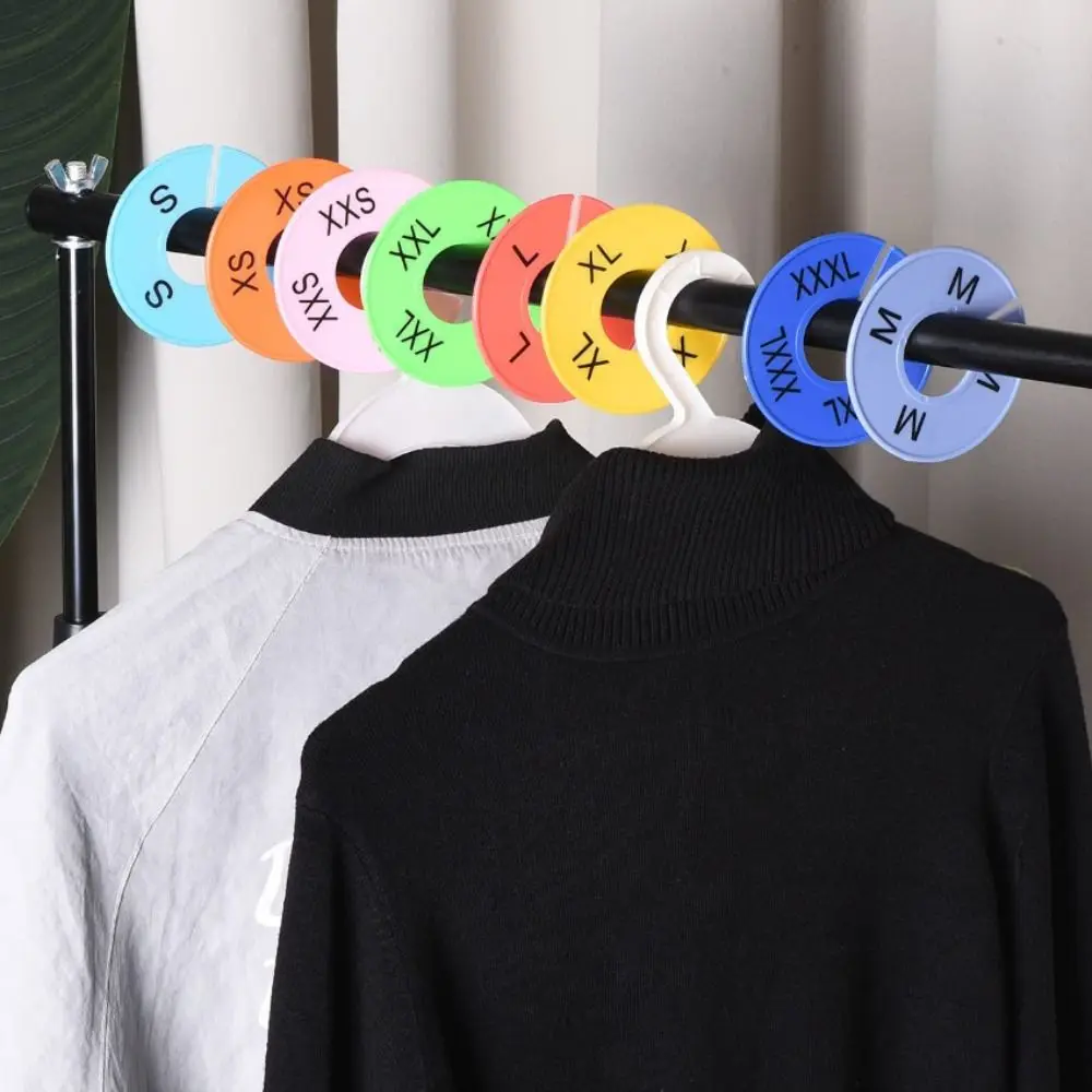 16pcs Multicolor Round Clothes Dividers Plastic Reusable Closet Rack Dividers 3.5 inch with Size Mark Hanger Separators