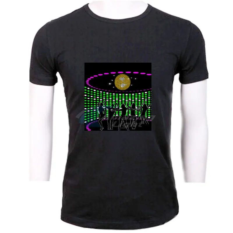 EL flshing t-shirt Sound Activated El Shirt With 2pcs AA Battery Inverter Free Shipping