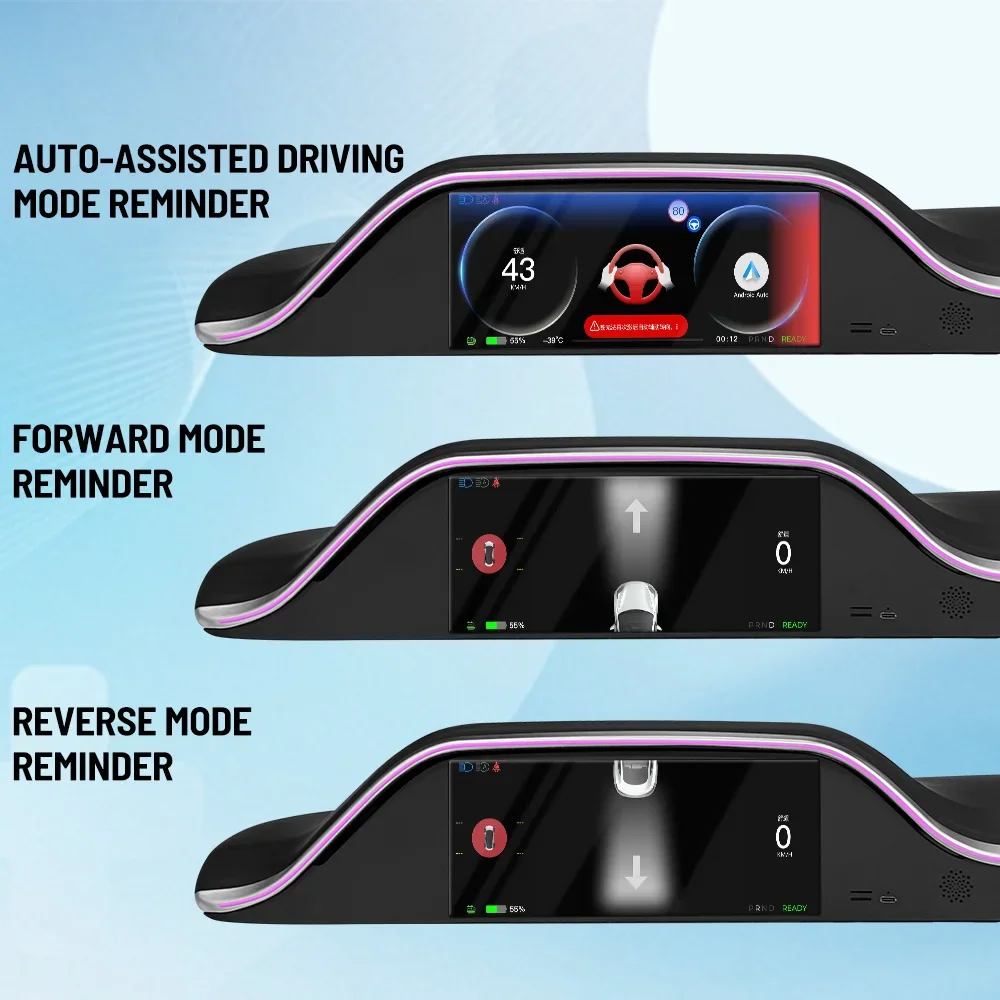 Hot Head up Display for Car Hands Free Car HUD All in One Carplay Instrument Cluster with Front Cmera for tesla M3 Highland