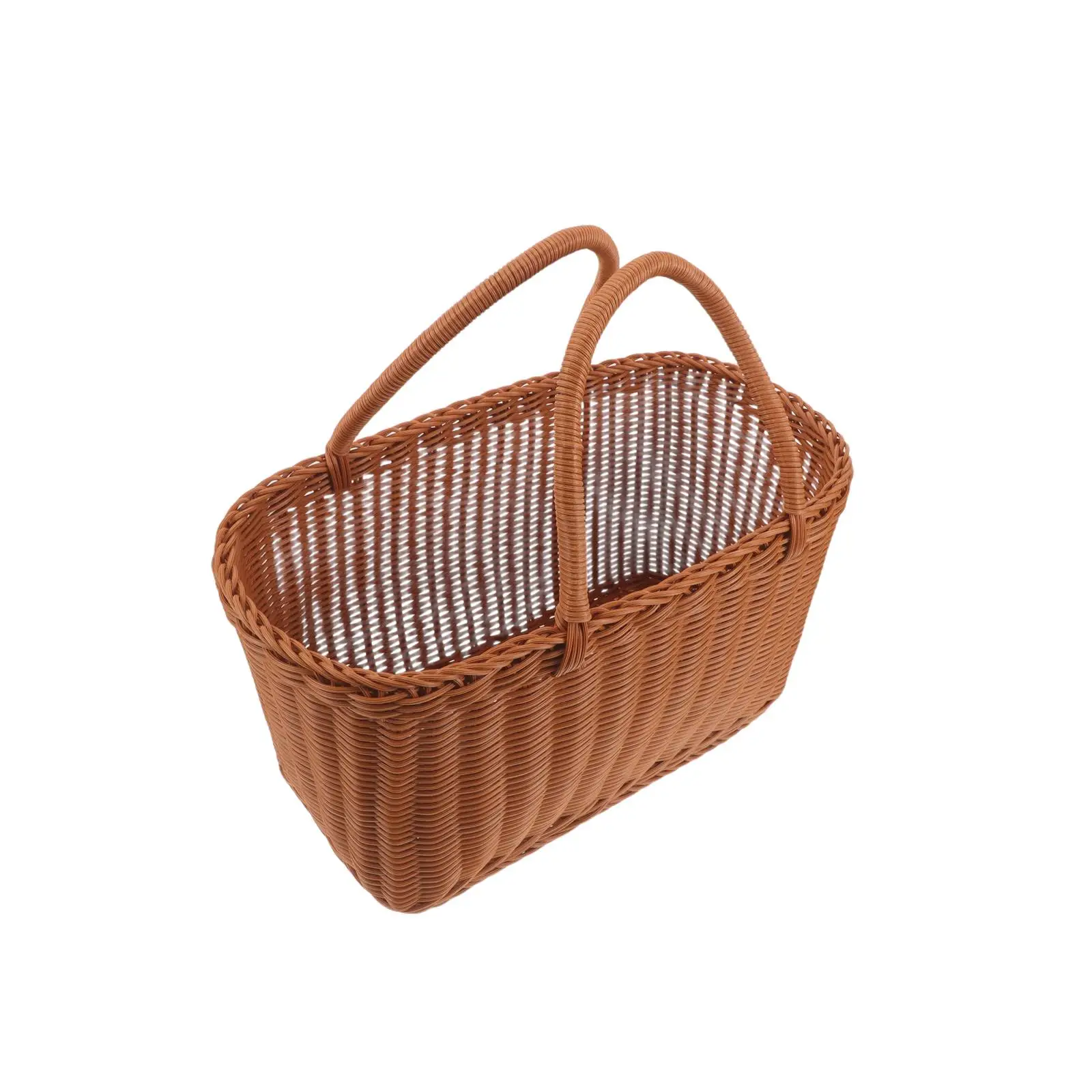 

Rattan Picnic Basket with Handle, Rustic Woven Vegetable Tote, Farmhouse Bread Fruit Storage, Hand-Woven Serving Tray for Garden
