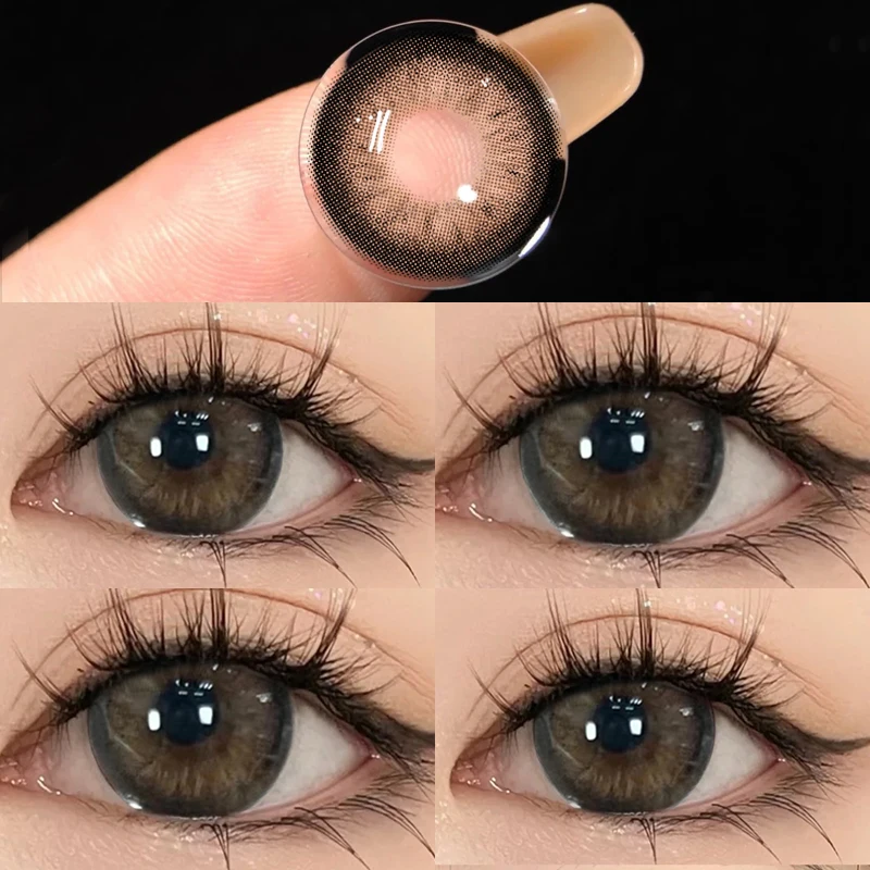 1pair Color Contact Lenses For Eyes Color Yearly Natural Amber Gray Lens Cosmetic Soft Glasses Beauty Fashion Pupil with Lenses