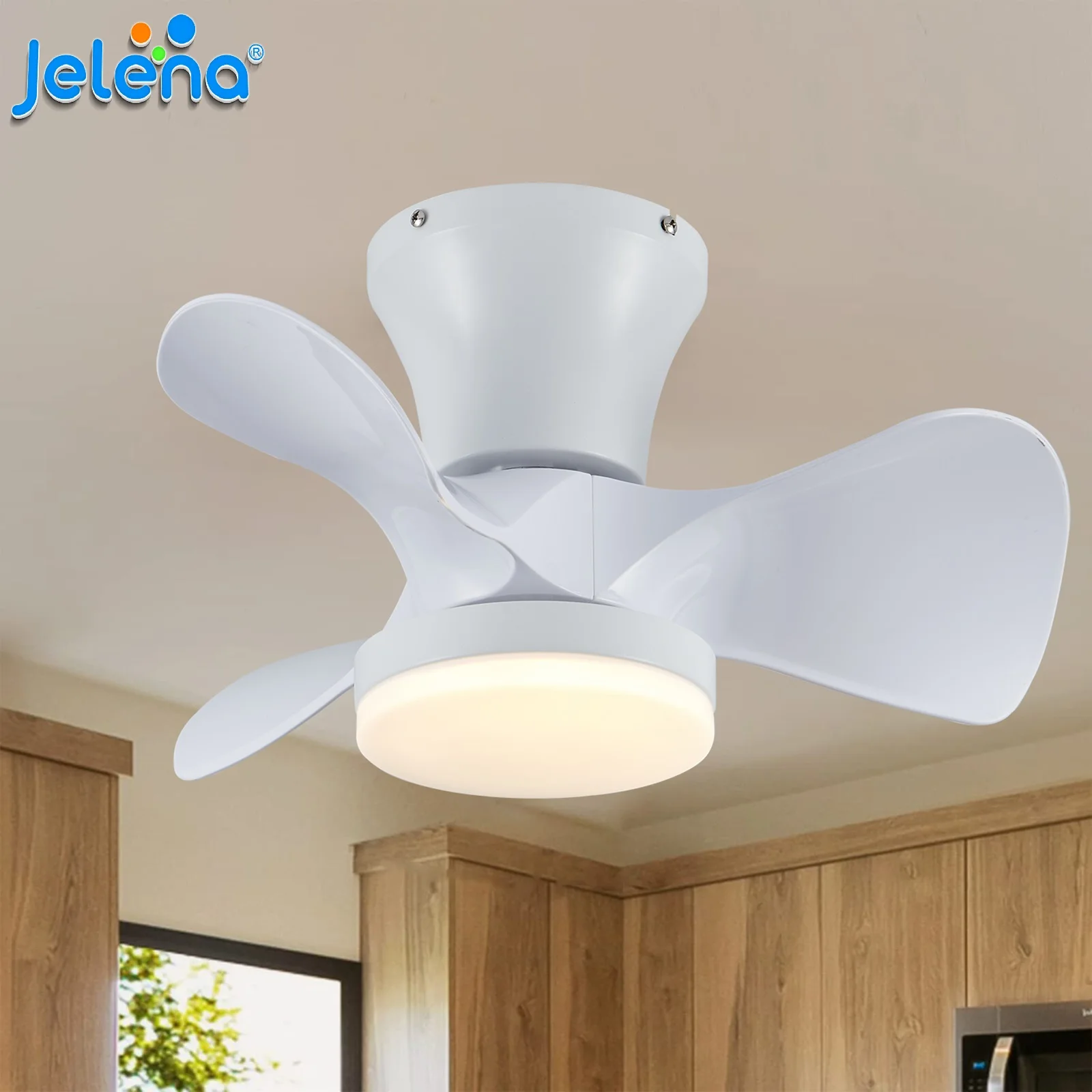 جيلينا مراوح السقف البيضاء مع أضواء التحكم عن بعد 6 سرعات عكس الضوء LED مروحة السقف غرفة نوم المطابخ إضاءة غرفة المعيشة