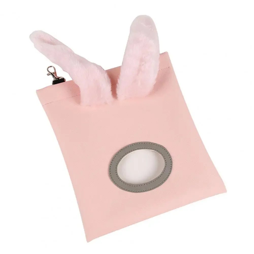 Pet Hay Bag Fake Leather Hamster Feeding Bag Fastening Band Rabbit Ear Decoration Hang Hay Bag Keep Clean