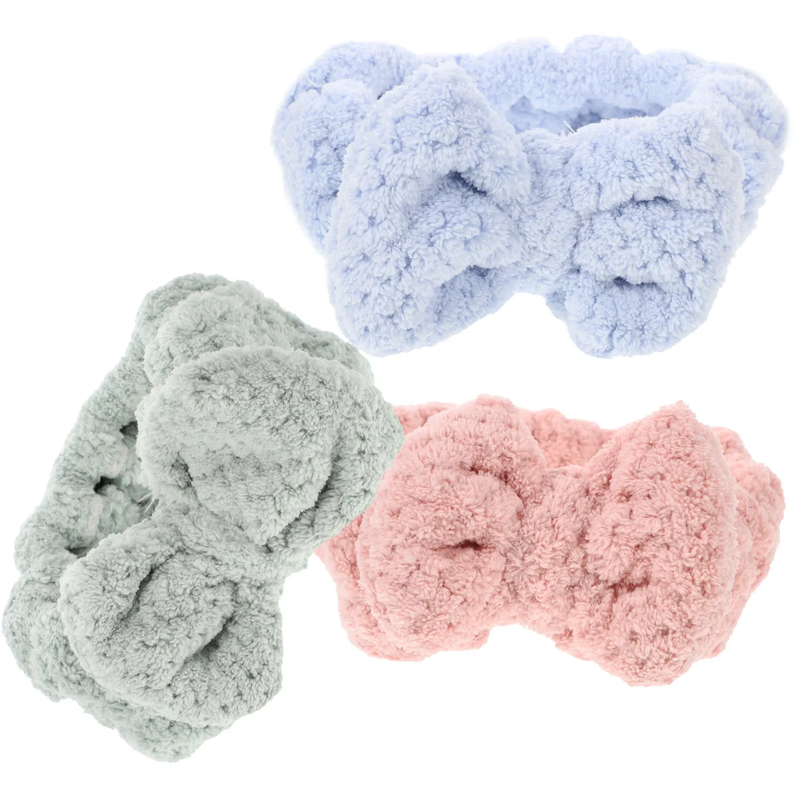 3Pcs Washing Face Hairband Elastic Bowknot Headband Soft Makeup Headband Skincare Hairband for Women Spa Bath Sports