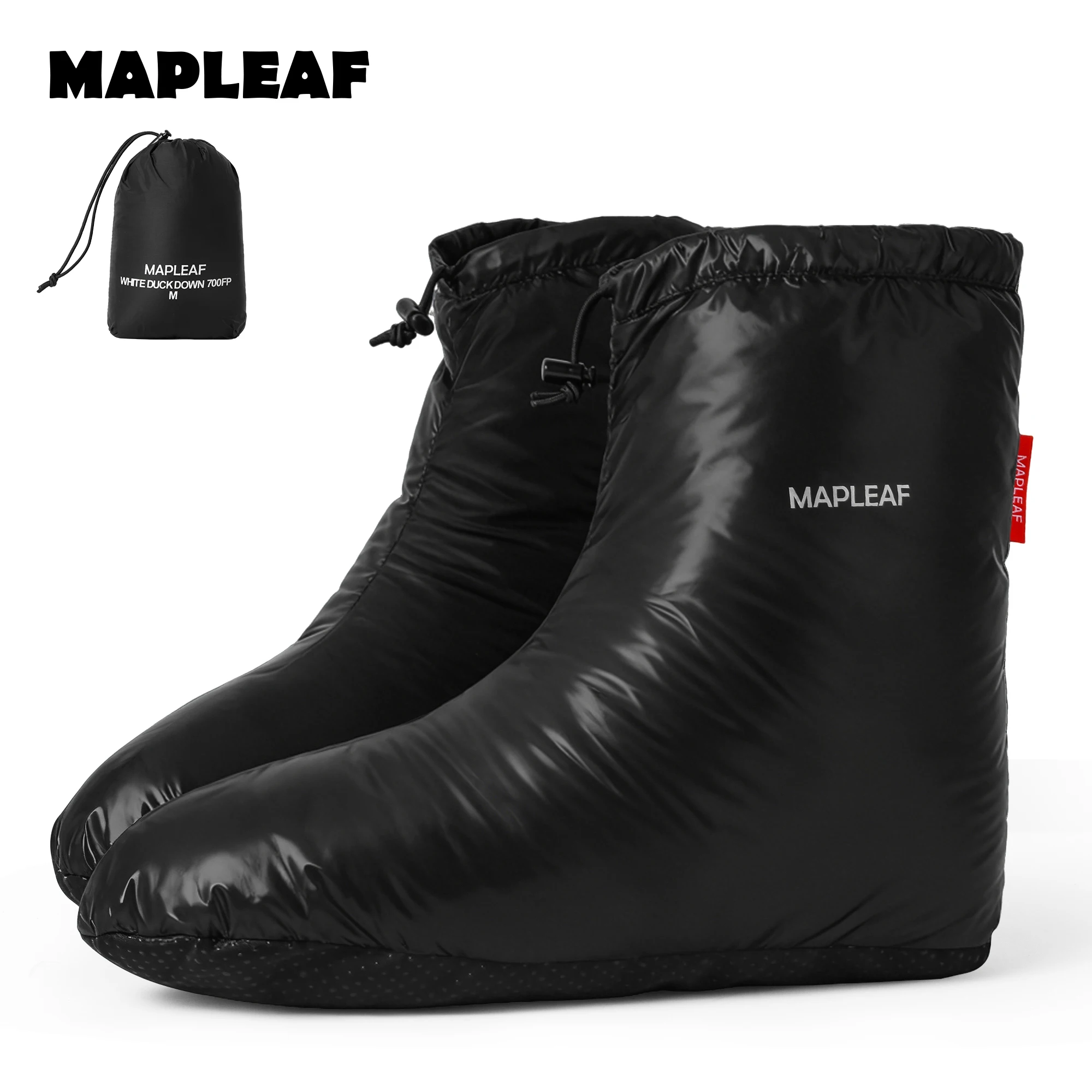 MAPLEAF Down Booties 700FP Ultralight Warm Camping Slippers Sleeping Socks Anti-Slip Indoor Tent Shoes Car Home Indoor Winter