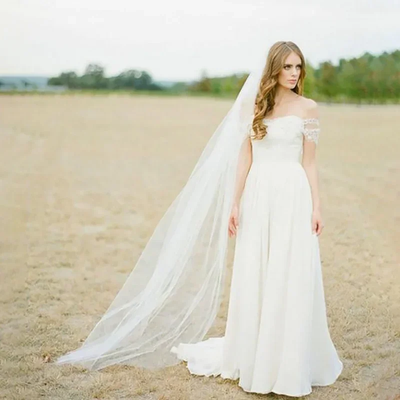 Hot Sale 1 Tier 2M Plain Tulle Wedding Bridal Veil With Metal Comb image 4