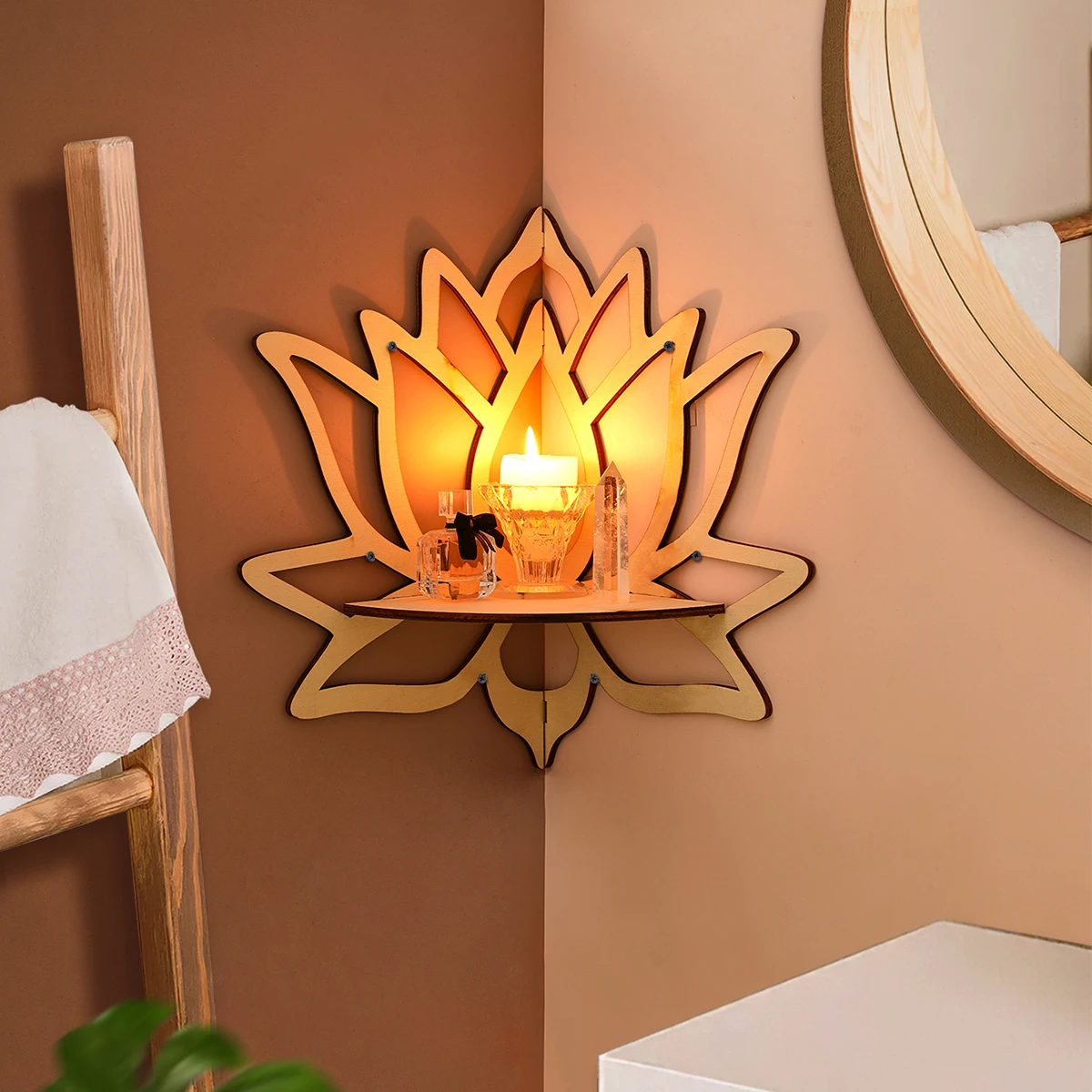 1 piece of creative simple nail wall storage display rack (without nails), black simple lotus shape wall decoration pendants, DI