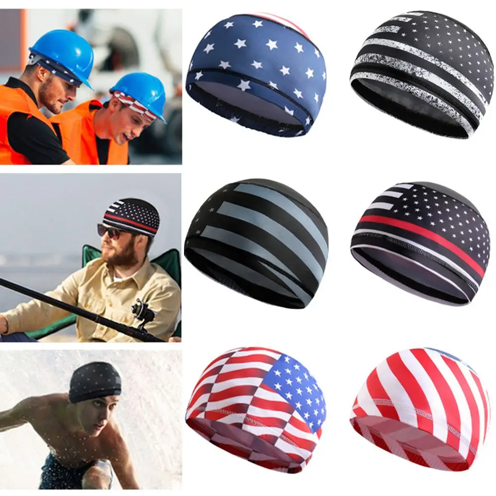 Dome Portable Pirate Hat Sports Cloth Breathable Helmet Liner Beanie Flag Print Cycling Hat