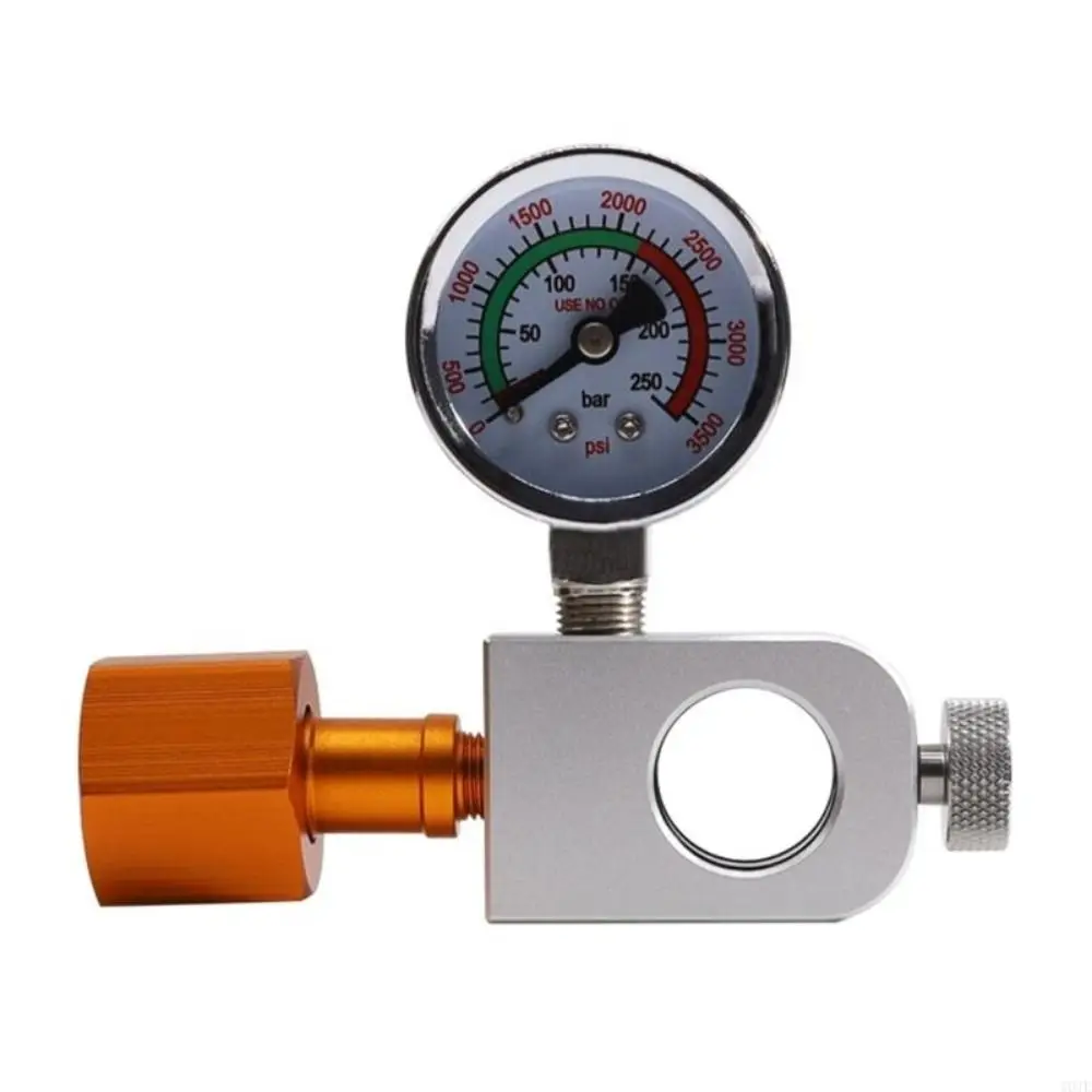 CGA320/W21.8 CO2 Refilling Adapter with 3500Psi Pressure Gauge Charging Valve Soda Bottle Inflator Connector Replacement