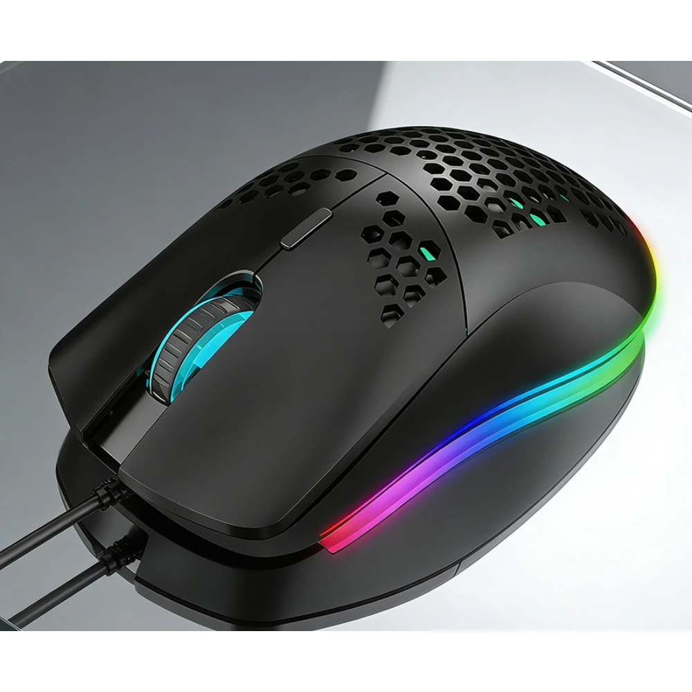 

Эргономичная игровая мышь RGB с разрешением 6400 DPI, проводная USB-мышь с 6 программируемыми кнопками для компьютера и ноутбука