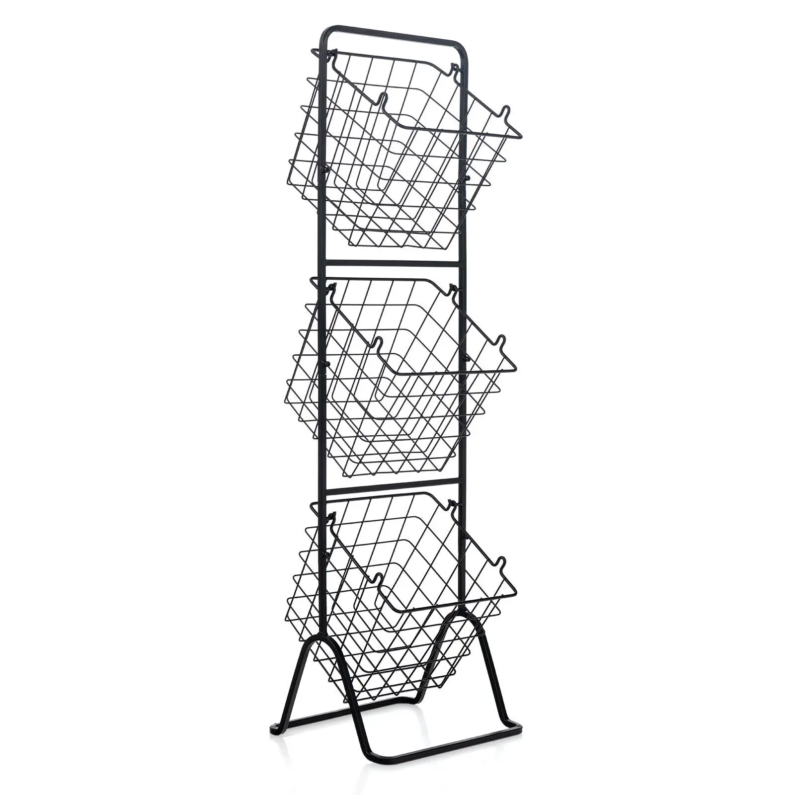 Costway 3-Tier Wire Fruit Basket Stand Kitchen Snack Vegetable Storage Organizer