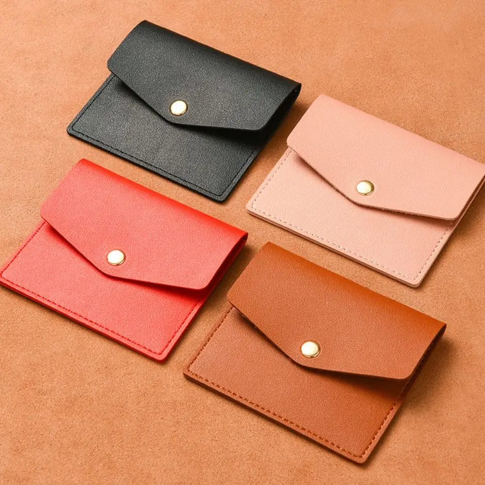 حافظة بطاقات عالمية متعددة الفتحات بلون سادة من جلد البولي يوريثان، محفظة جلدية للرجال والنساء