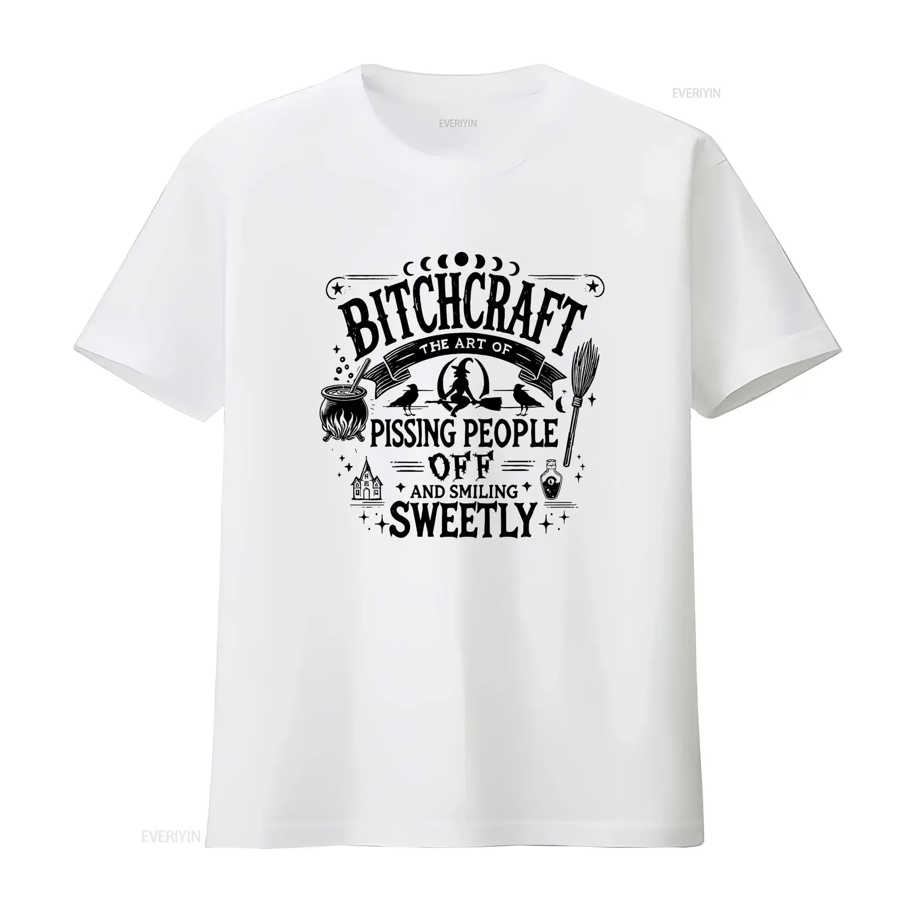 BitchcrafT T Shirt Witchy Vibes s for Halloween Witchcraft Idea Funny Witch vintage Washed Stylish streetwear Comfortable