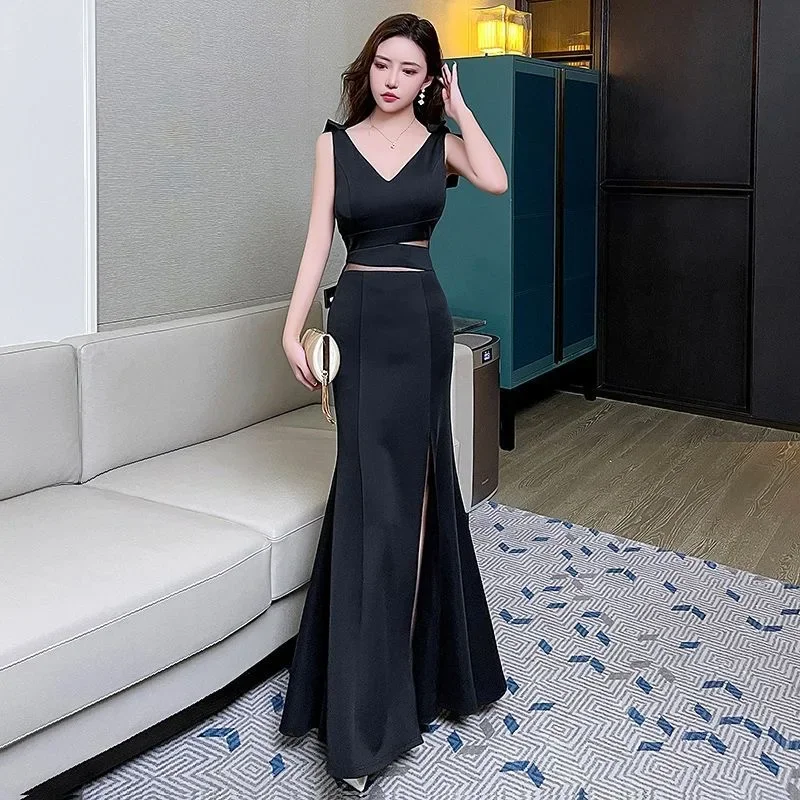 New S39 Slim Temperament Hot Style Long Skirt Young Tight Sexy Evening Dress