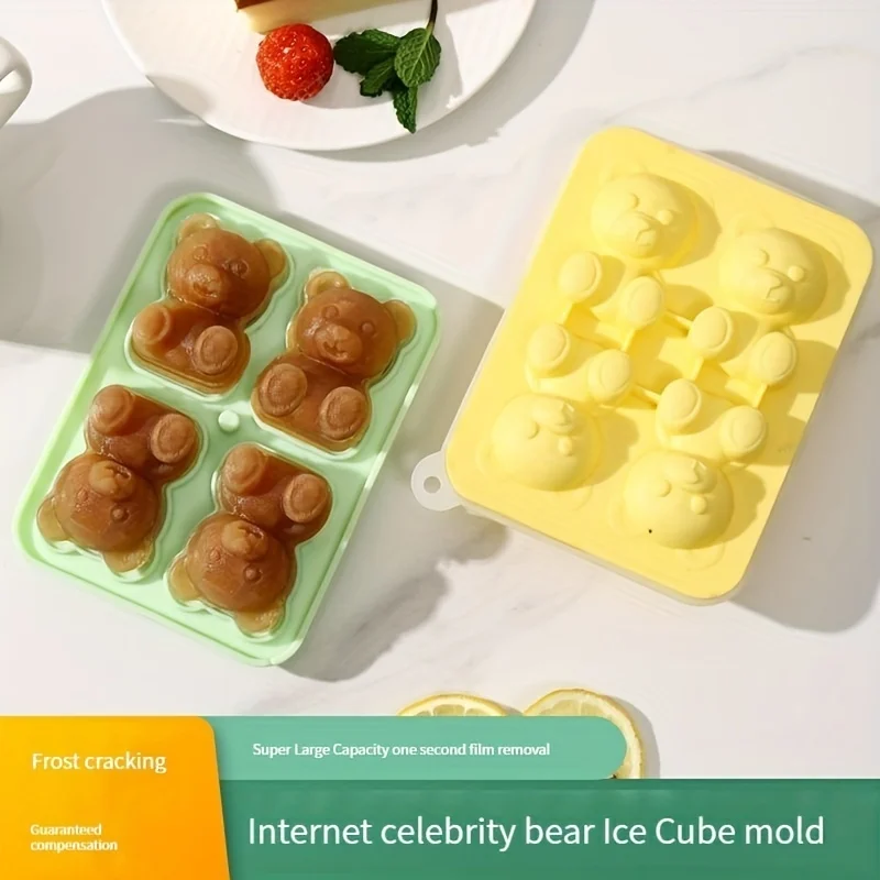 

Cute Silicone Ice Cube Mold Teddy Bear Ice Cube Tray Flexible Food Grade For Freezer Gadgets Home Kitchen Diy Ice Cream Tools