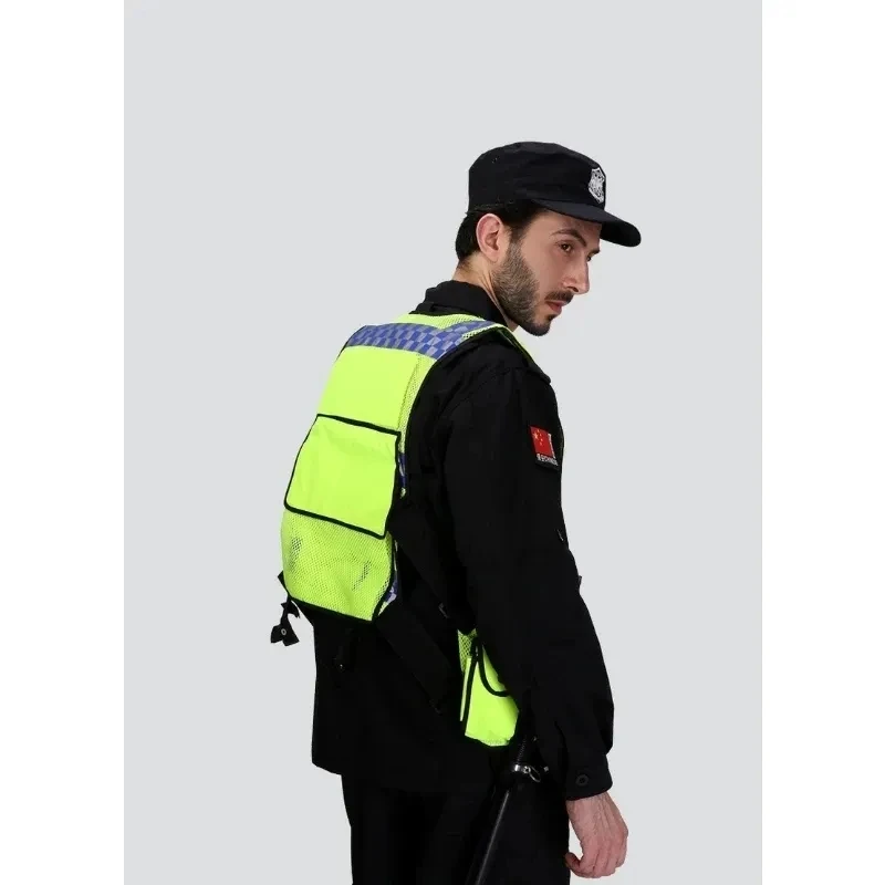 High Visibility Police Reflective Vest Multi-Pocket Construction Worker Night Running Safety Vest