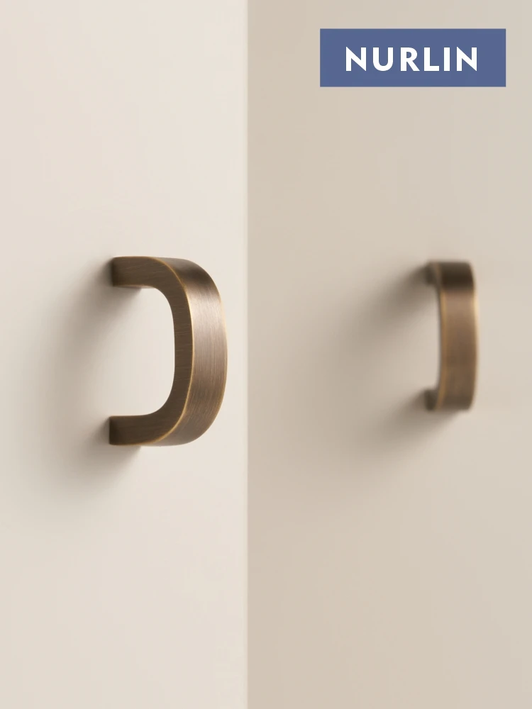 Nurlin Solid Brass Bent Design Cabinet Door Handles Simple Style Multiple Sizes Drawer Pulls for Wardrobes