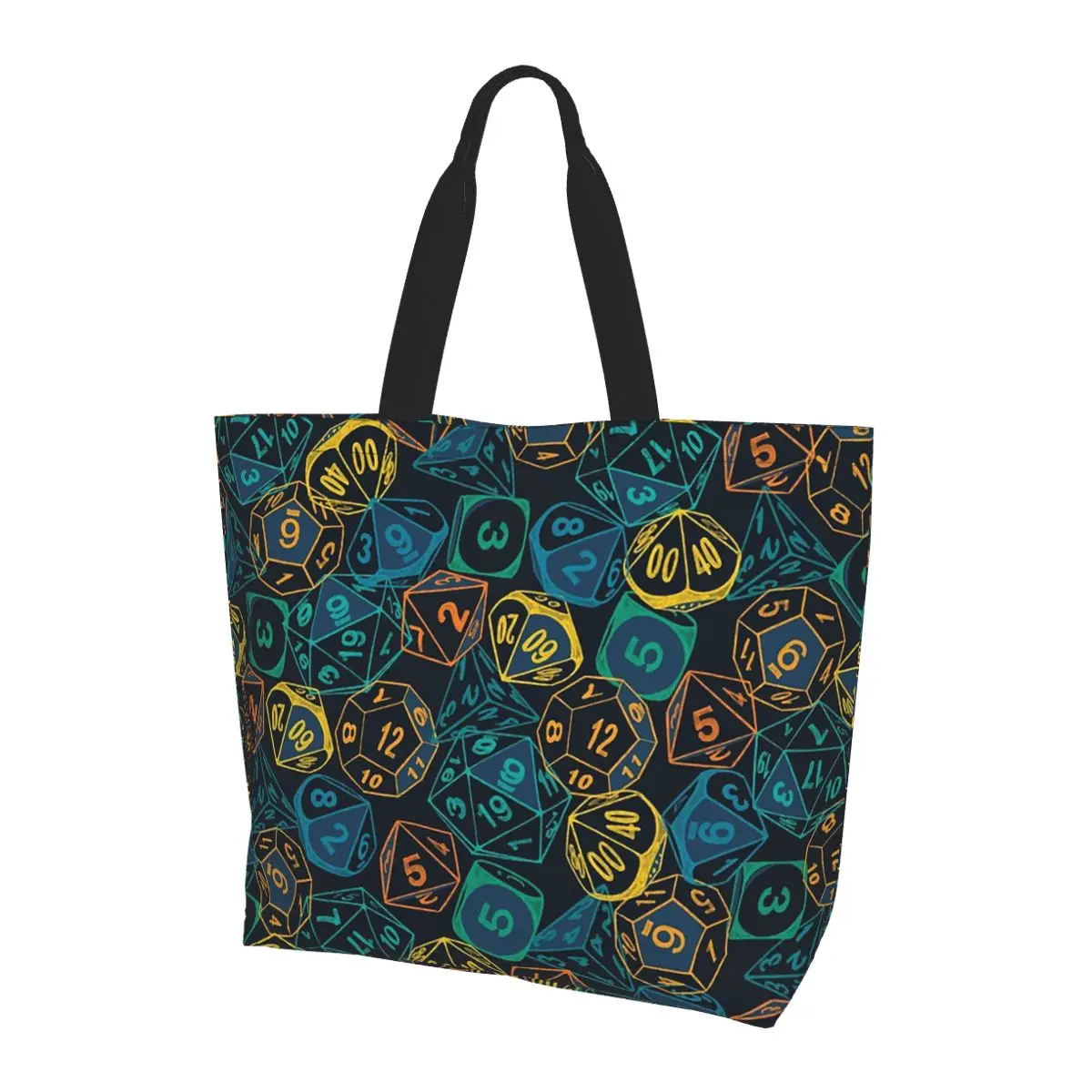 

RPG Dice Teal Cluster Shopping Tote Bag Canvas Large Capacity Shoulder Bags Shopper Grocery Handbag for Women
