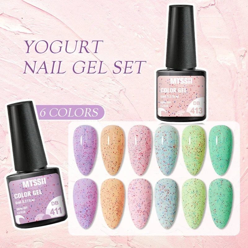 4PCS Yogurt Gel Polish Set | Manicure Nails | Semi Permanent Vernis Top Coat | UV LED Gel Varnish | Soak Off Nail Art | Gel Nail