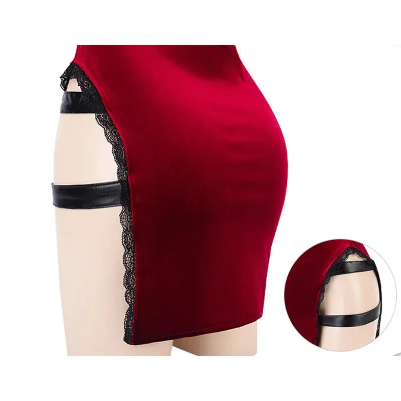 فيلم بطلة الخدمة السرية فستان تجسس موحد للهالوين ملابس نسائية من الدانتيل الأحمر أزياء تنكرية 5;c,8'z,6.k;