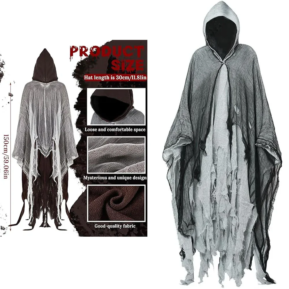 1/2/3PCS Halloween Cape Cape Cos Dead Witch Zombie Costume Skull Cape Props Horror Dress Up Cape Halloween Horror Costume Props